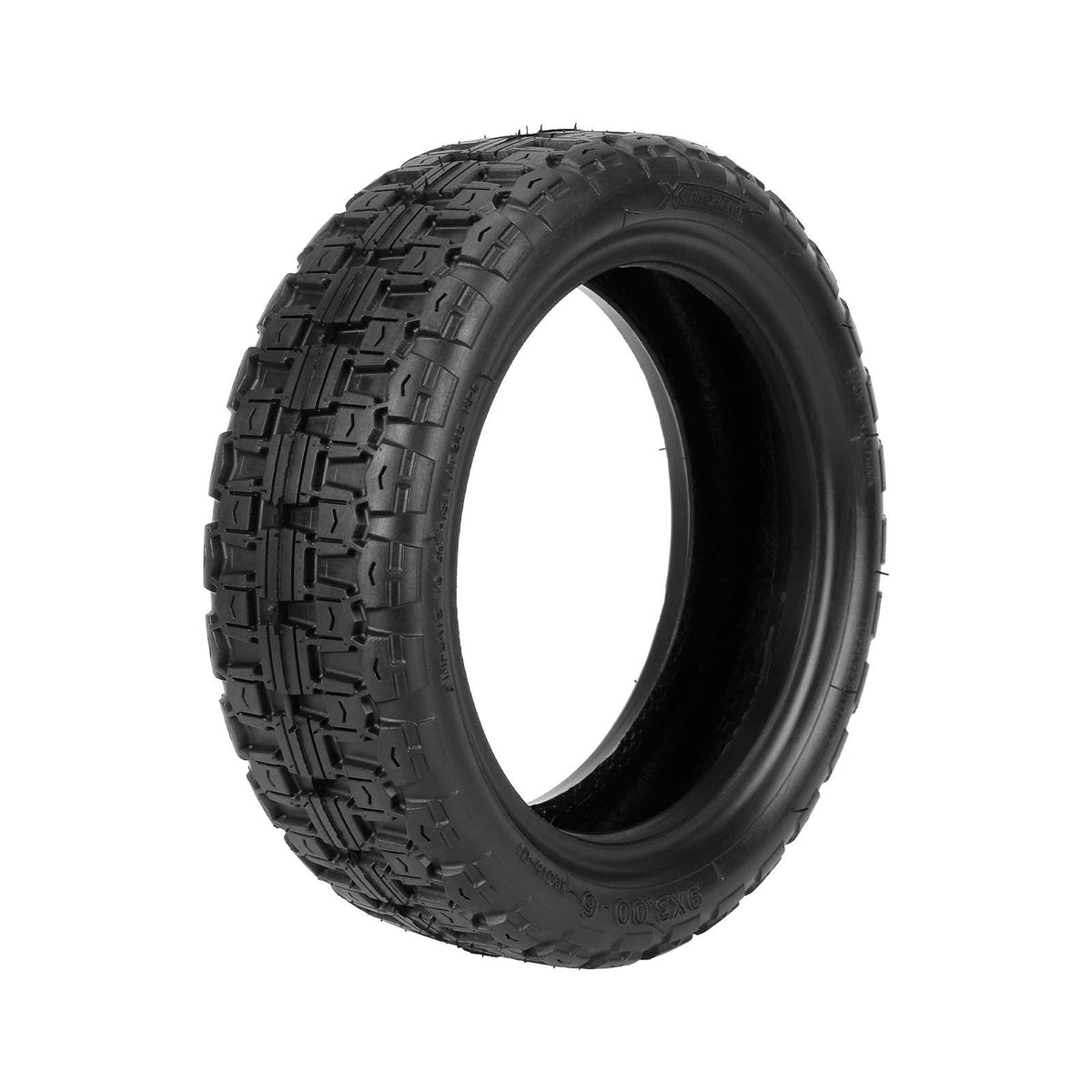 Pneu tubeless 9 pouces tout-terrain noir vu de trois-quarts