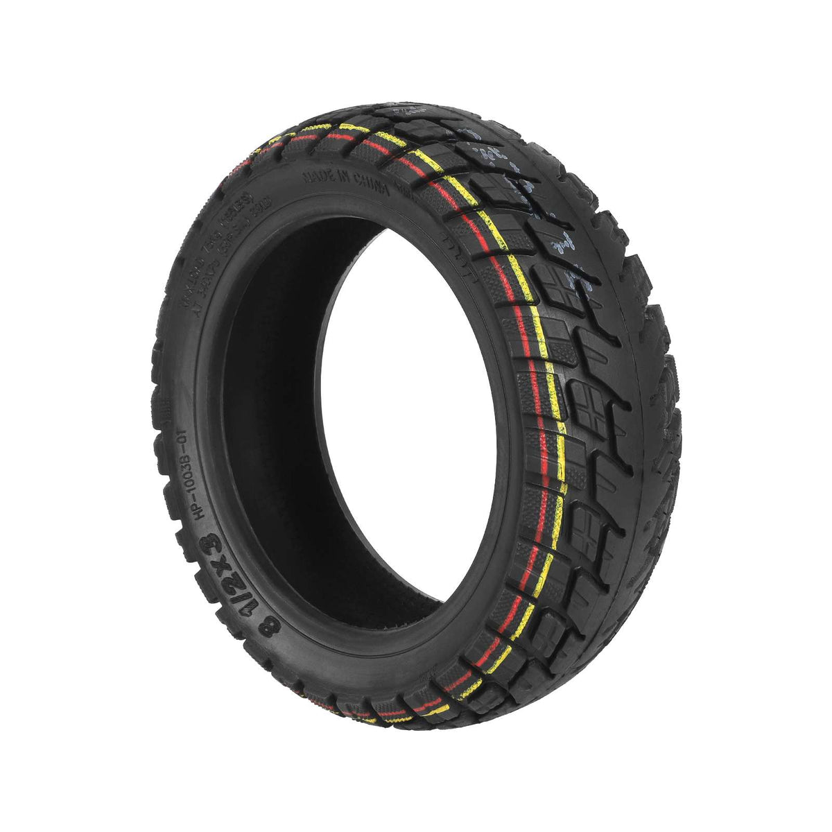 Pneu tubeless tout-terrain 8,5x3 pouces noir vu de trois-quarts