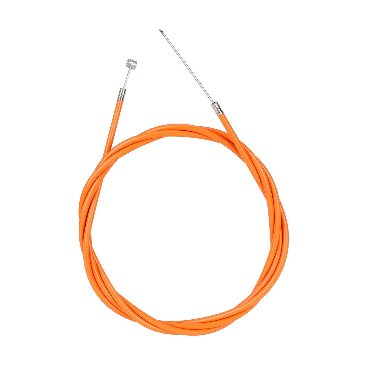 Câble de frein orange de 198 cm enroulé sur fond blanc
