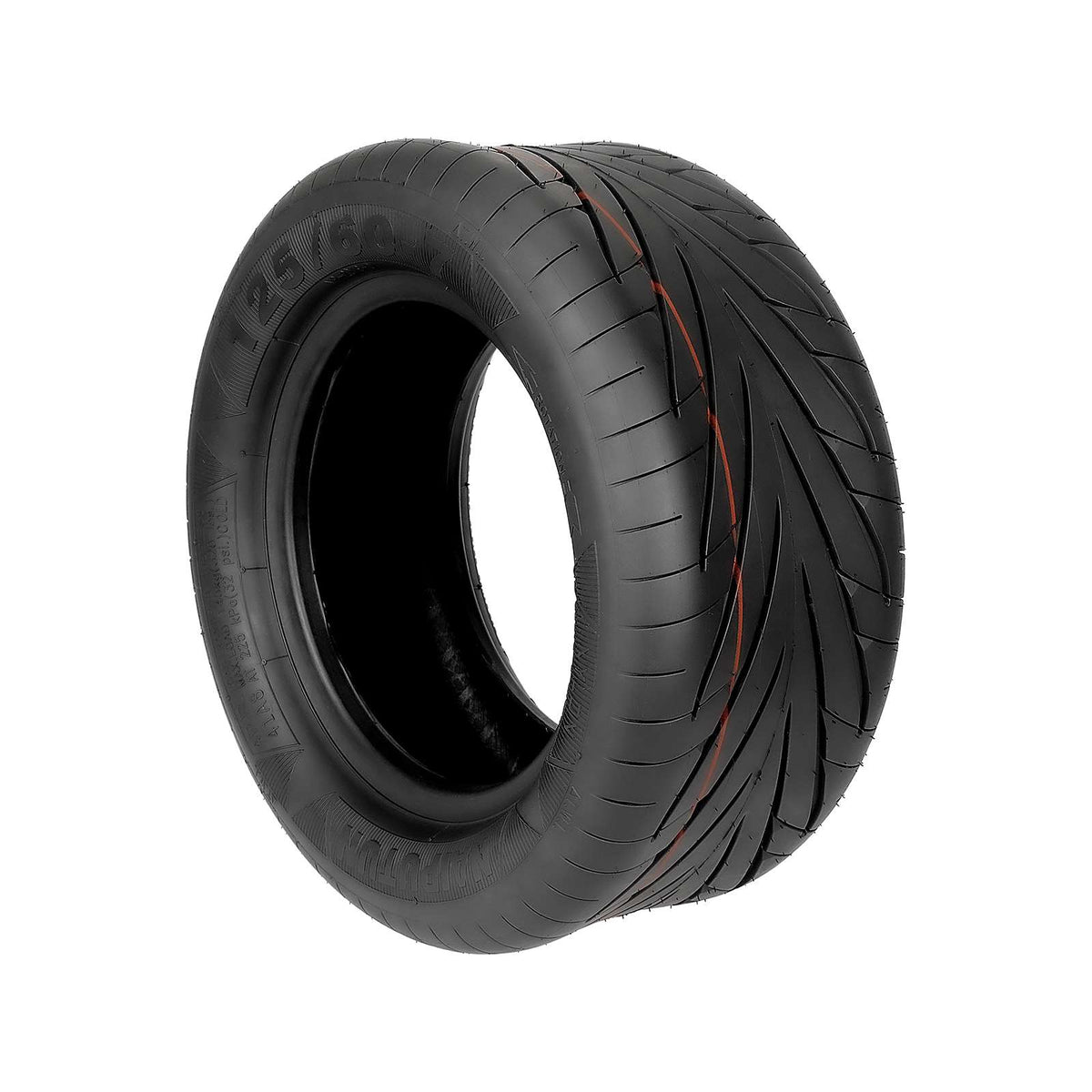 Pneu tubeless 13 pouces noir vu de trois quarts
