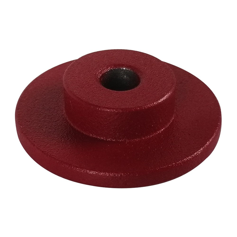 Capuchon haut de colonne métallique rouge pour trottinette électrique vu de trois-quarts