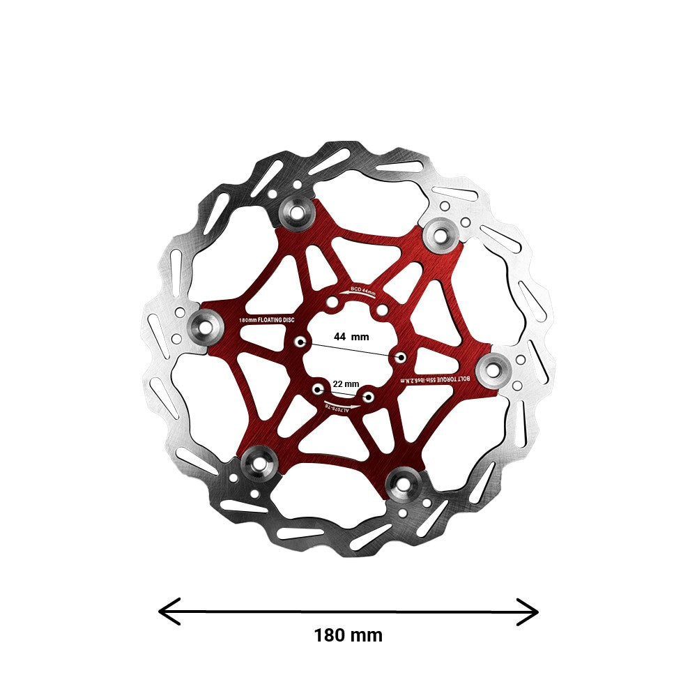 Disque de Frein Flottant 180 mm Entraxe 44 mm pour Trottinette Électrique