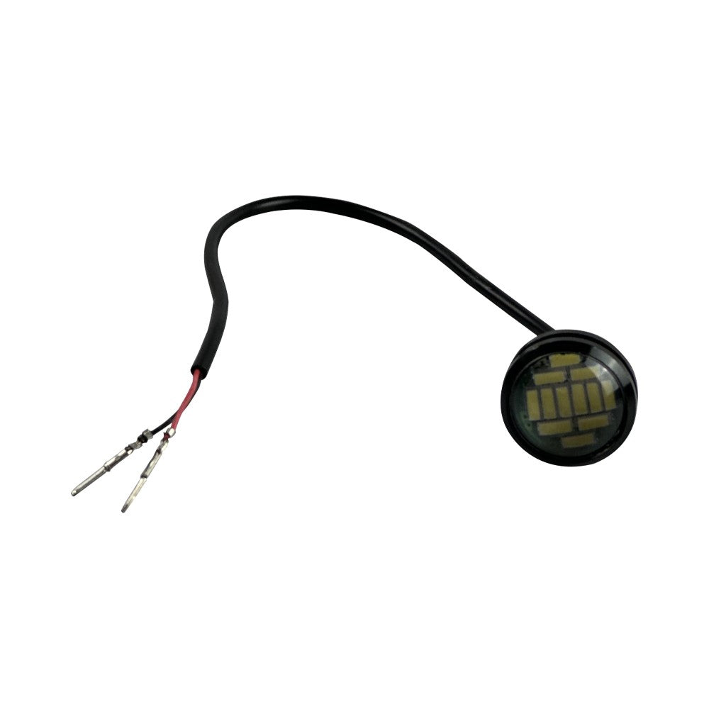 Module LED rond avant noir avec câble d'alimentation électrique à deux fiches
