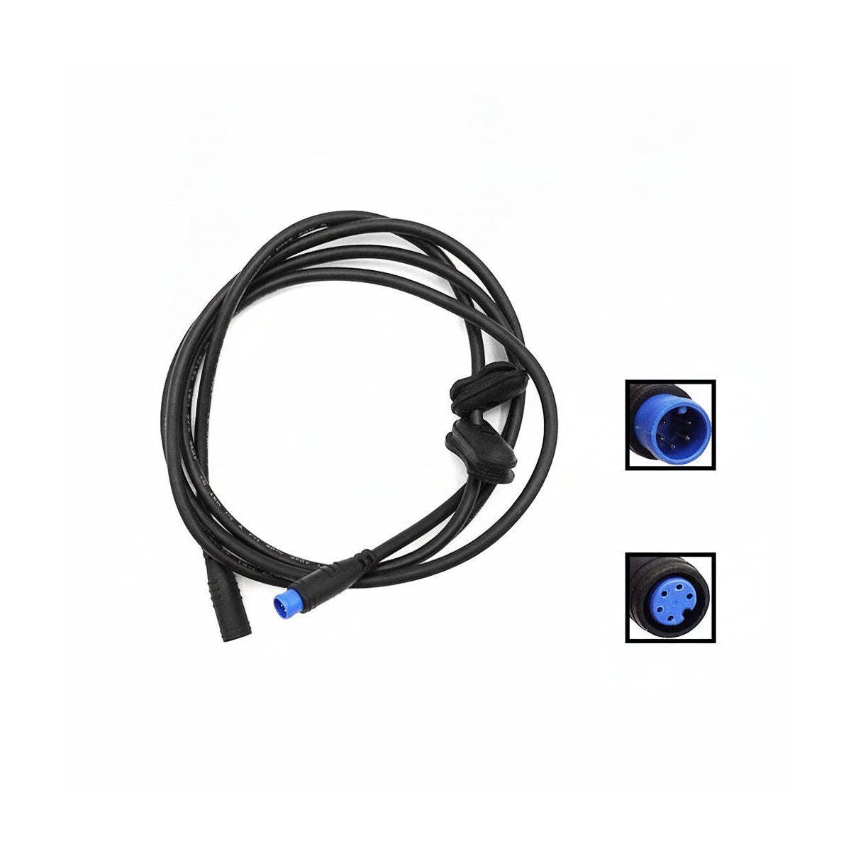 Câble data étanche noir de 140 cm avec connecteurs bleus à 5 broches