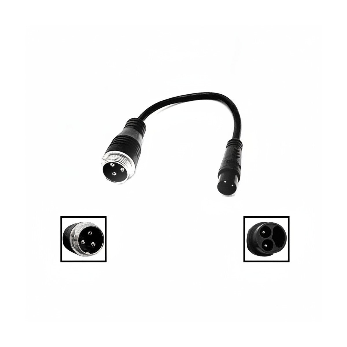 Câble adaptateur de chargeur avec embouts GX16 3P et ETWOW sur fond blanc