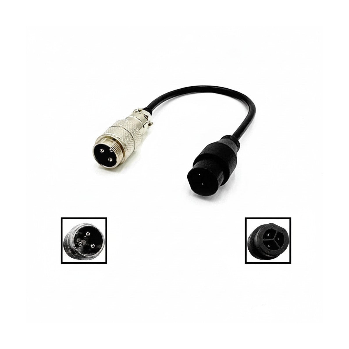 Câble adaptateur de chargeur avec embout GX16 3P métallique et connecteur Kaabo noir
