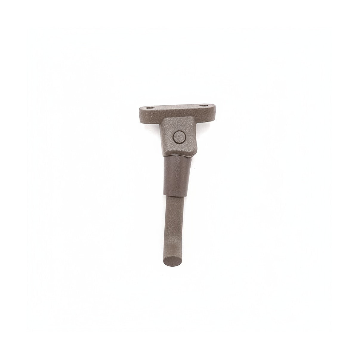 Béquille métallique pour trottinette électrique Xiaomi avec indication de ses dimensions sur fond blanc