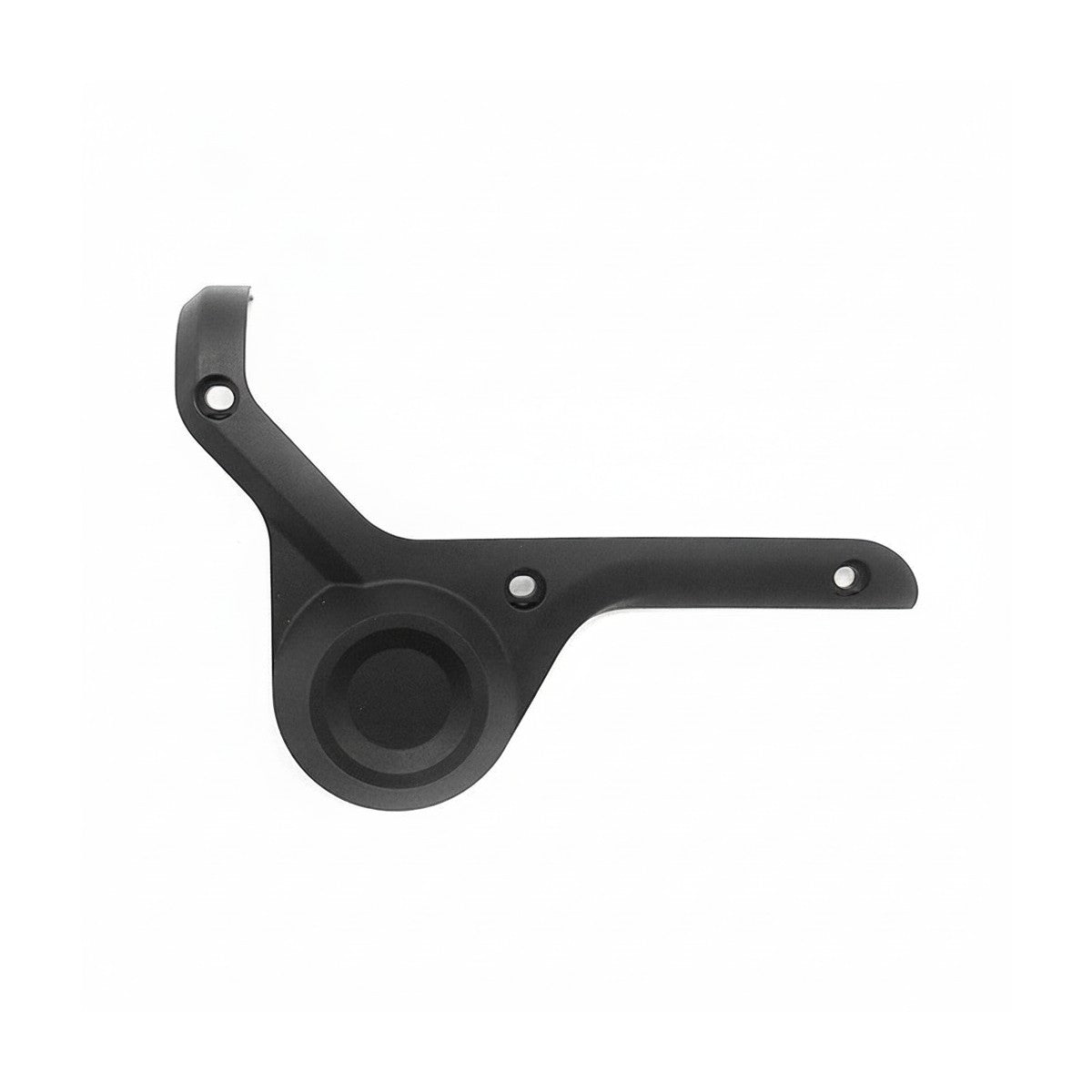 Cache de fourche gauche en plastique noir sur fond blanc
