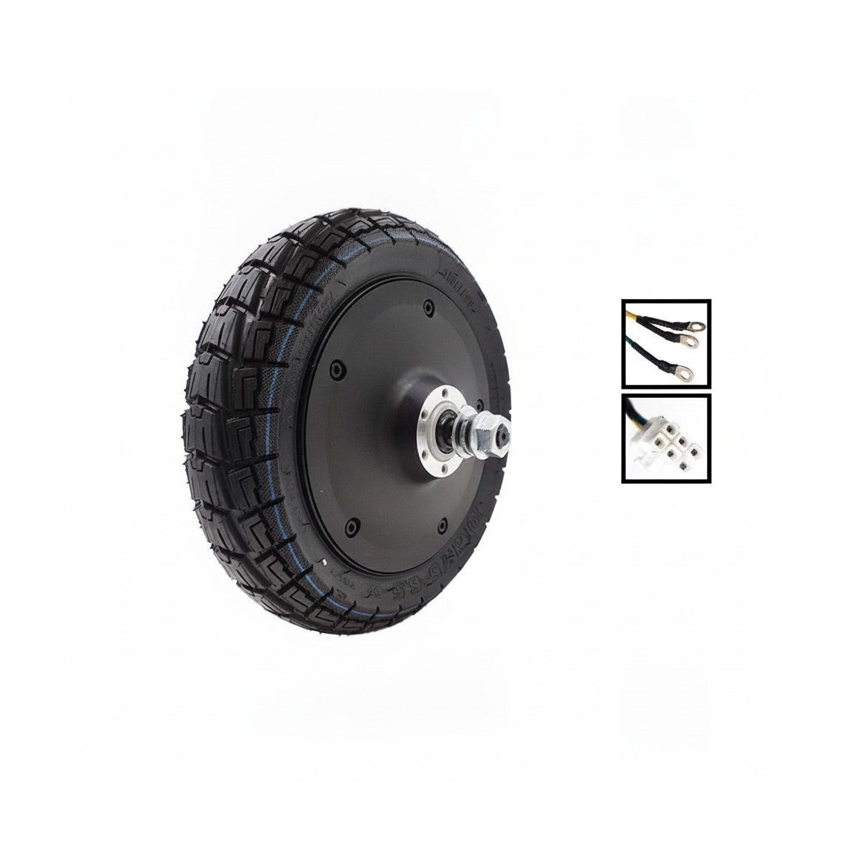 Moteur de trottinette électrique noir équipé d'un pneu tubeless de 10 pouces