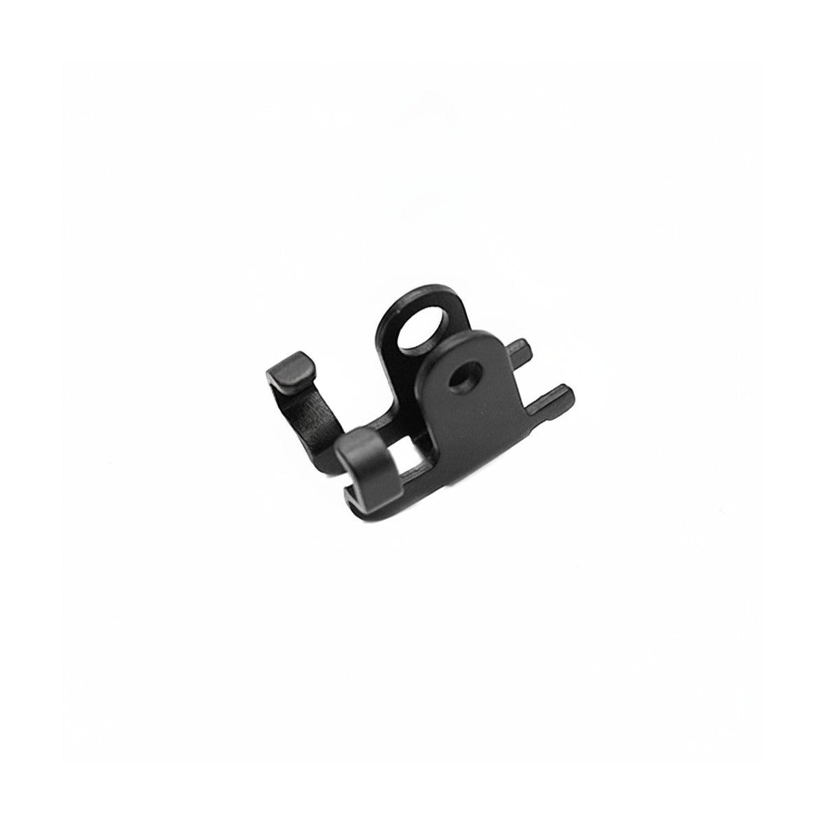 Support de fixation noir pour phare avant de trottinette électrique sur fond blanc