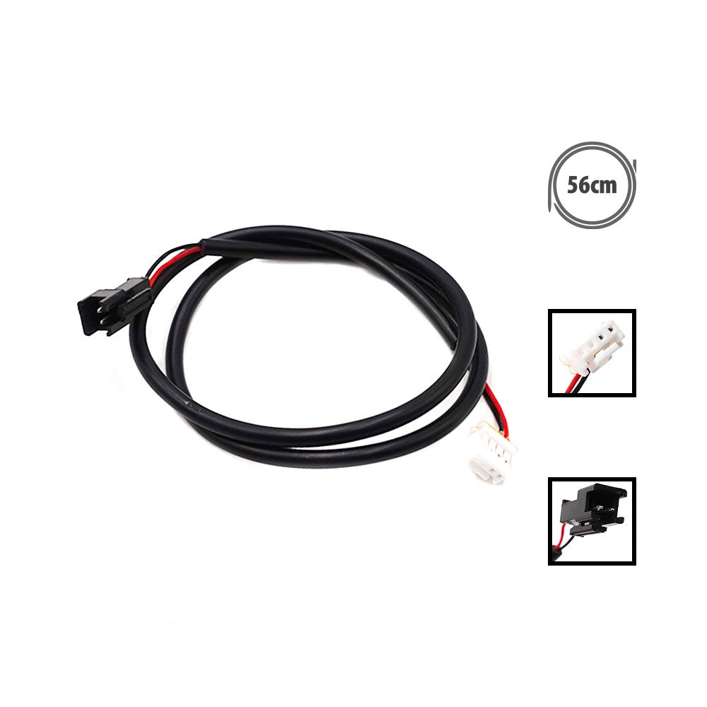 Câble d'éclairage arrière noir de 56 cm avec connecteurs pour trottinette électrique.