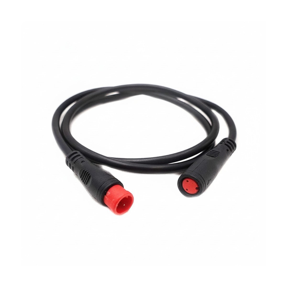Câble étanche noir de 60 cm avec connecteurs rouges à 2 pins sur fond blanc