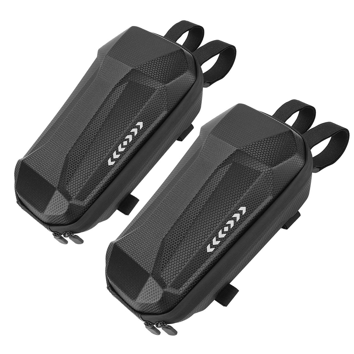 Deux sacoches rigides noires étanches de guidon pour trottinette électrique et vélo