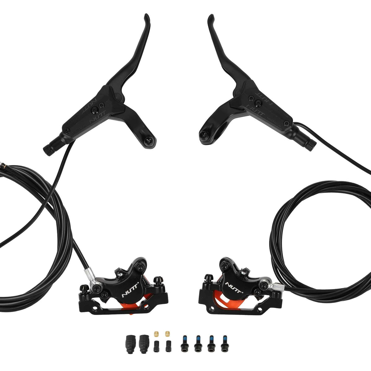 Kit de Frein Hydraulique Gauche et Droit NUTT 2 Pistons avec Durites 180cm et 220cm Noir, vue 4