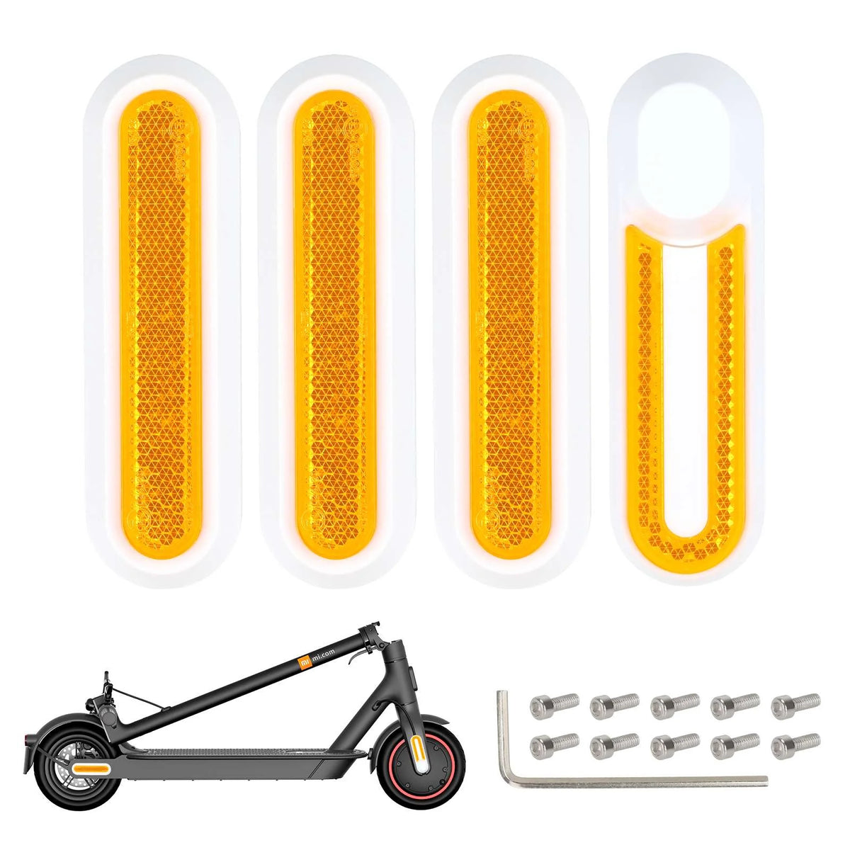 Lot de 4 Caches de Protection de Roue et Réflecteurs Blanc et Jaune