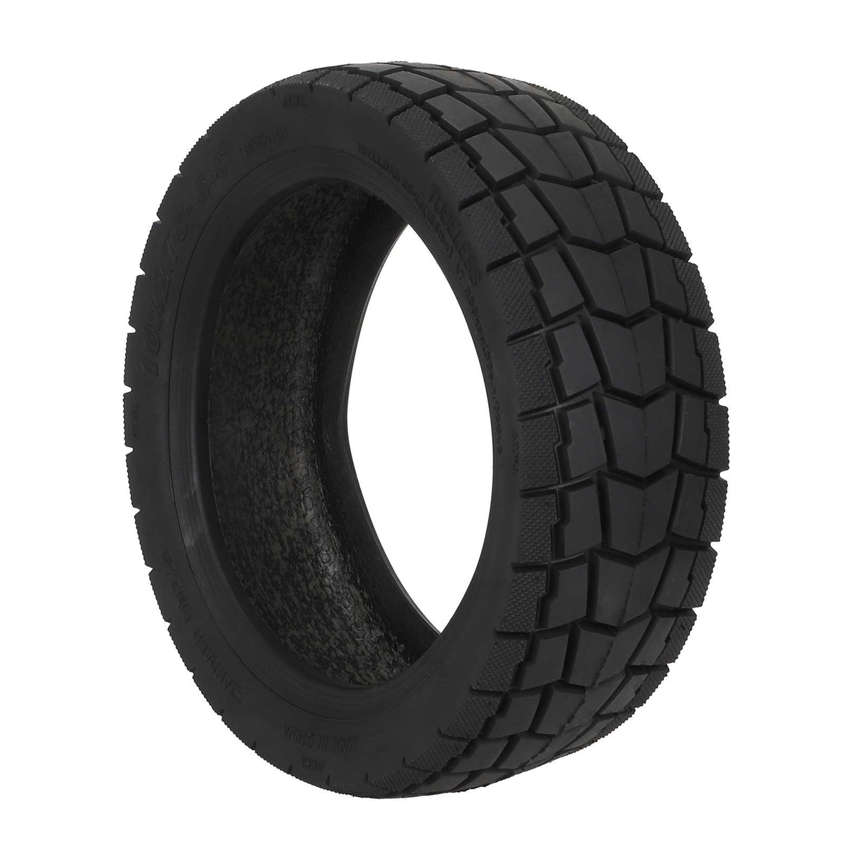 Pneu tubeless 10 pouces noir pour trottinette électrique vu de trois-quarts