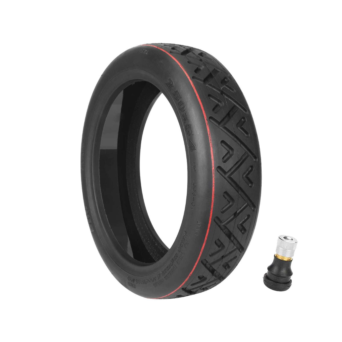 Pneu tubeless tout-terrain 10 pouces noir avec gel auto-réparant et sa valve tubeless