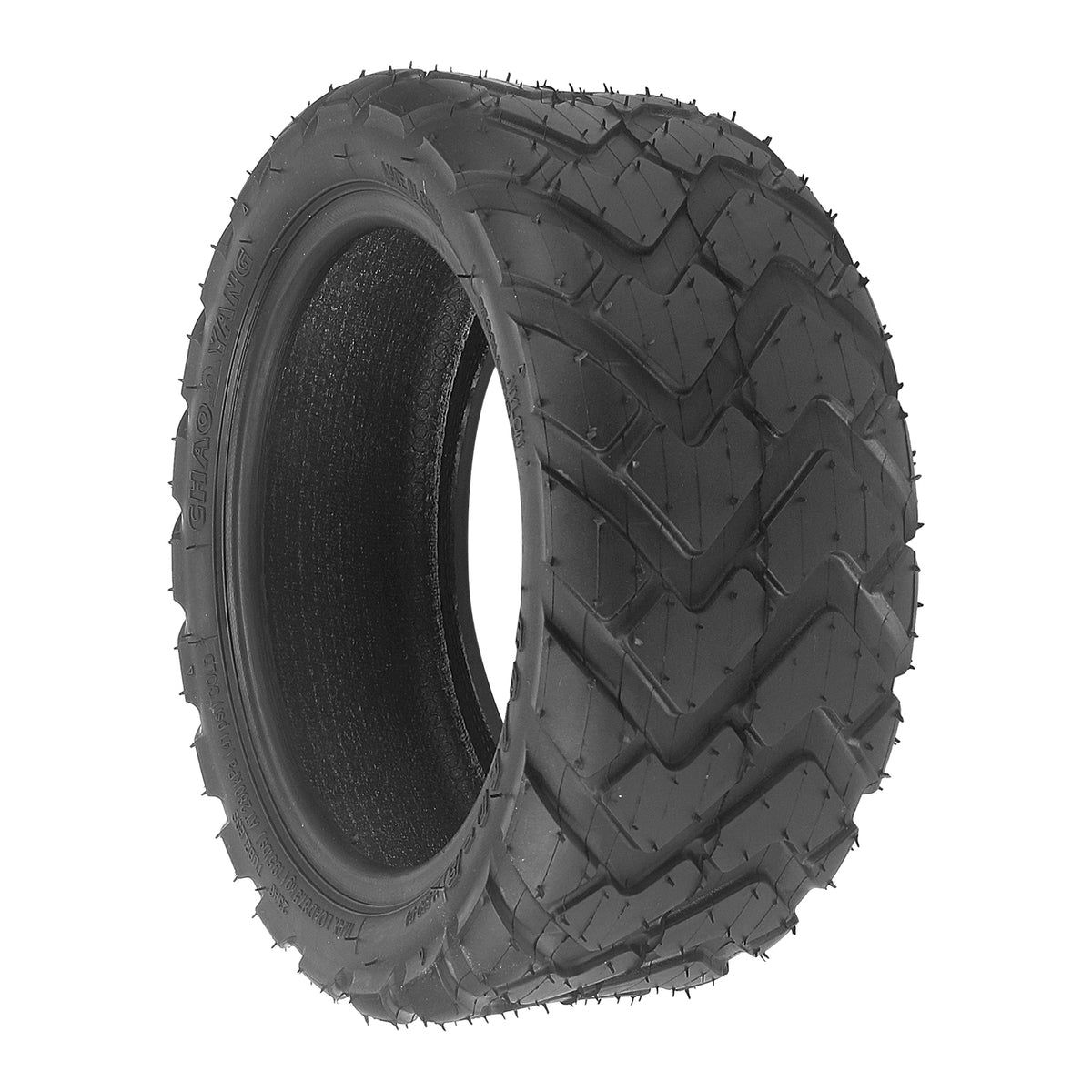 Pneu tubeless Chaoyang 10 pouces 80/60-6 noir vu de trois-quarts
