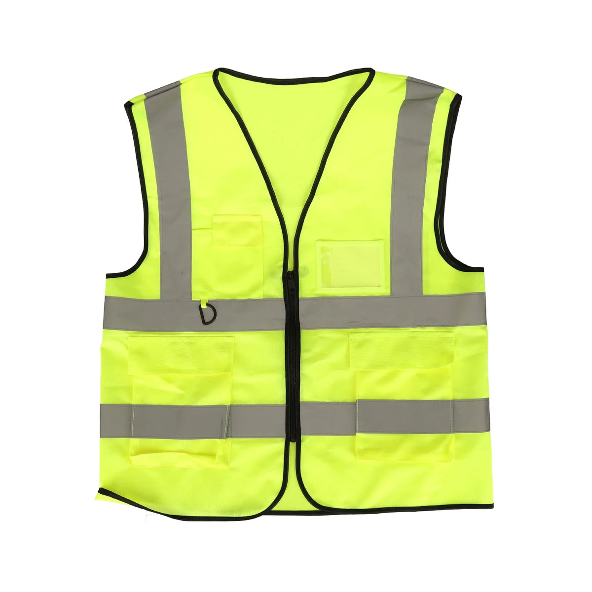 Gilet réfléchissant de sécurité vert fluo avec poches vu de face
