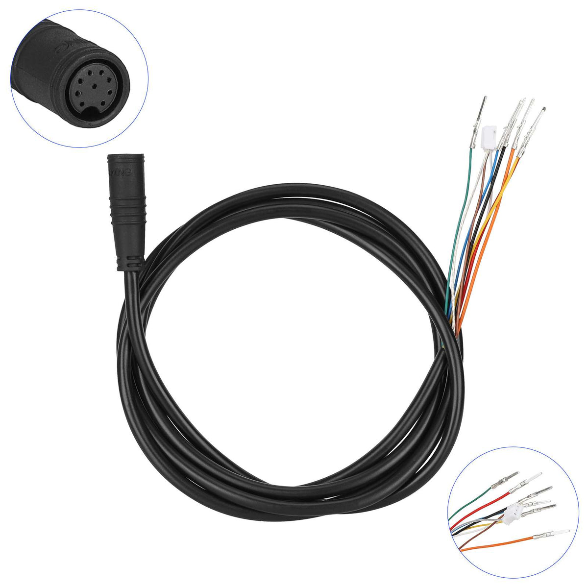 Câble d'afficheur EY3 étanche noir avec connecteur rond 6 broches