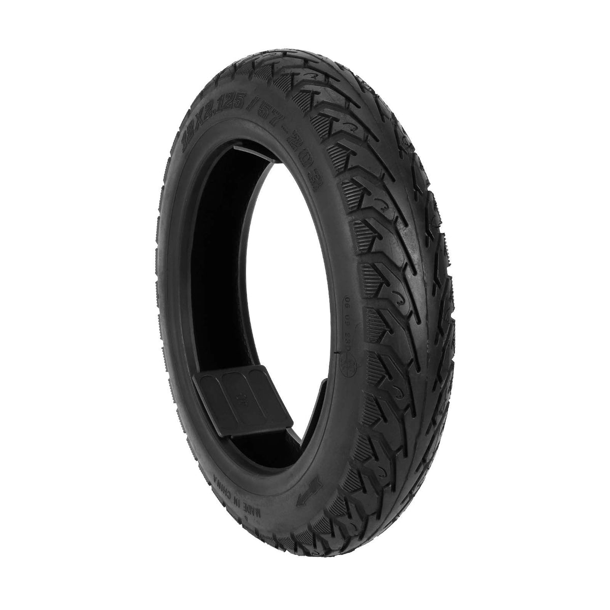 Pneu tubeless noir 12 pouces pour trottinette électrique vu de trois quarts