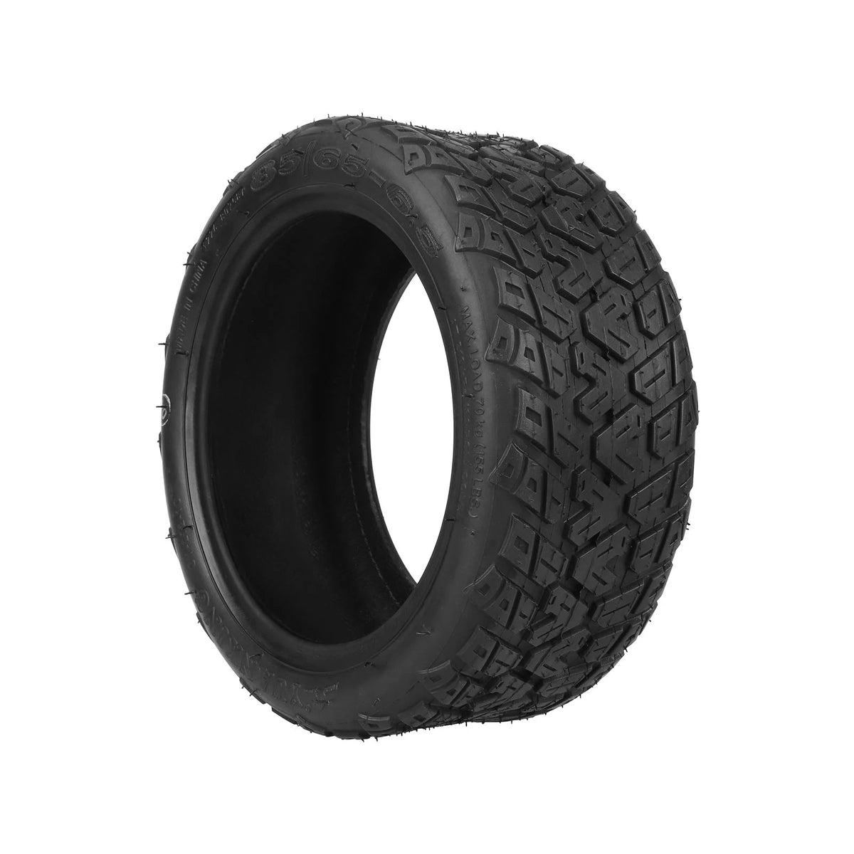 Pneu tout-terrain Yuanxing 10 pouces noir pour trottinette électrique vu de trois-quarts