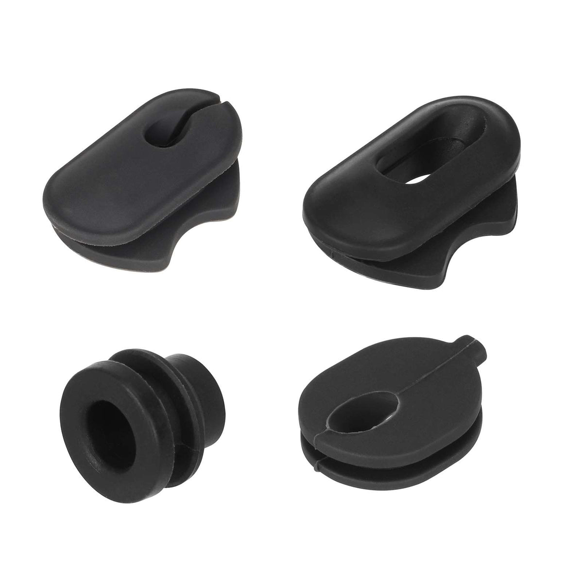 Kit de quatre bouchons et caches en silicone noir pour cadre et passages de câbles de trottinette électrique