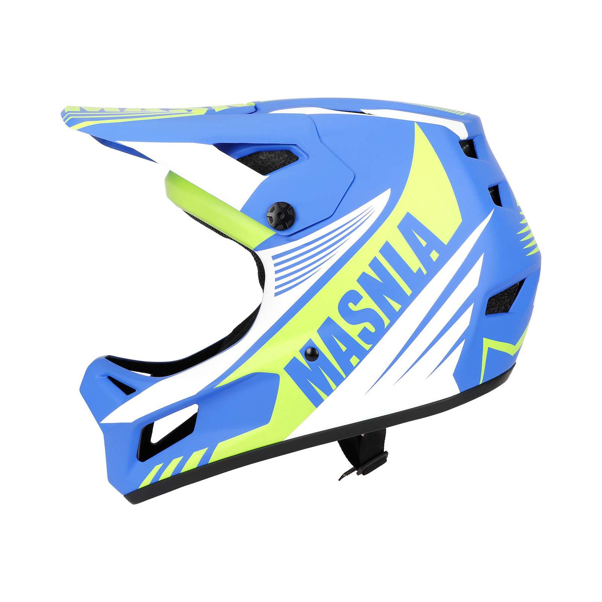 Casque Cross Tout-Terrain Blanc et Bleu et Jaune / XXL