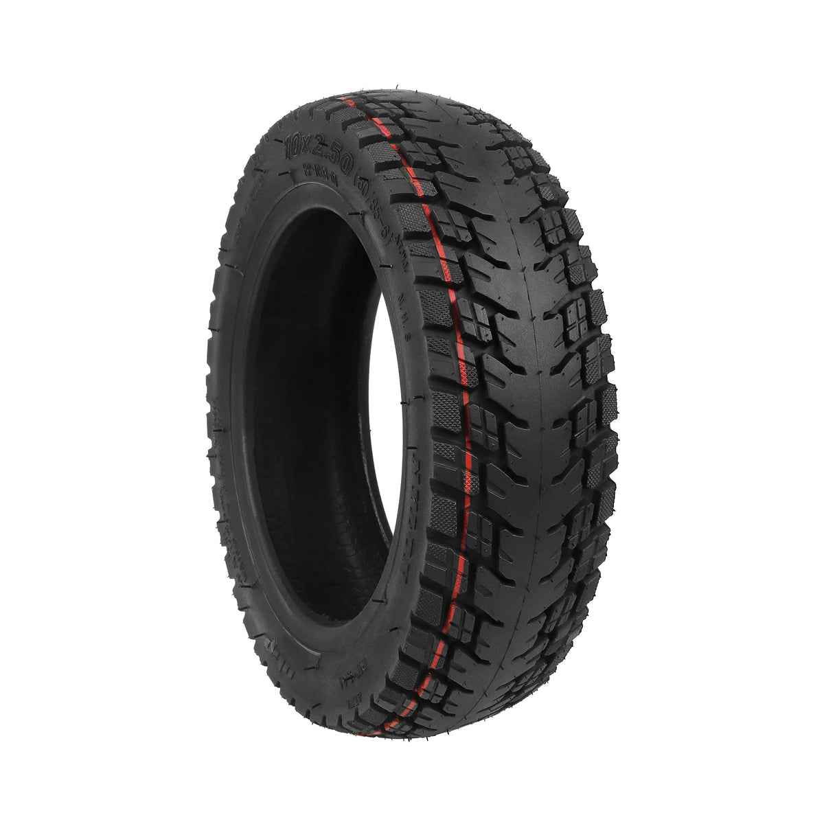 Pneu tubeless auto-réparant de 10 pouces noir pour trottinette électrique vu de trois-quarts