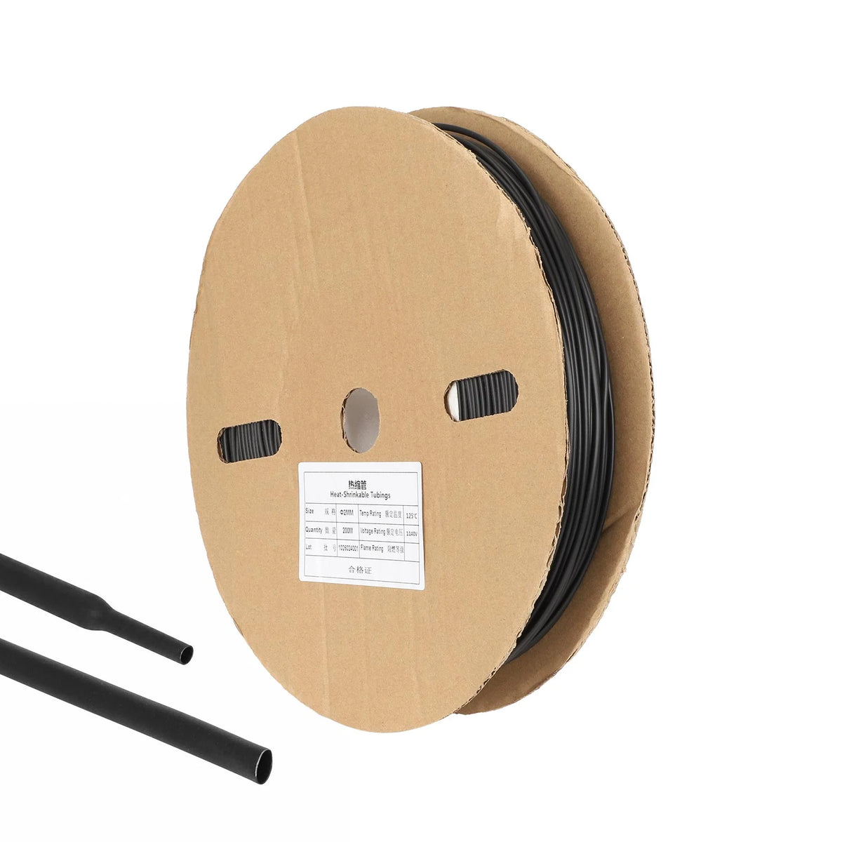 Rouleau de gaine thermorétractable noire de 2 mm de diamètre pour câbles