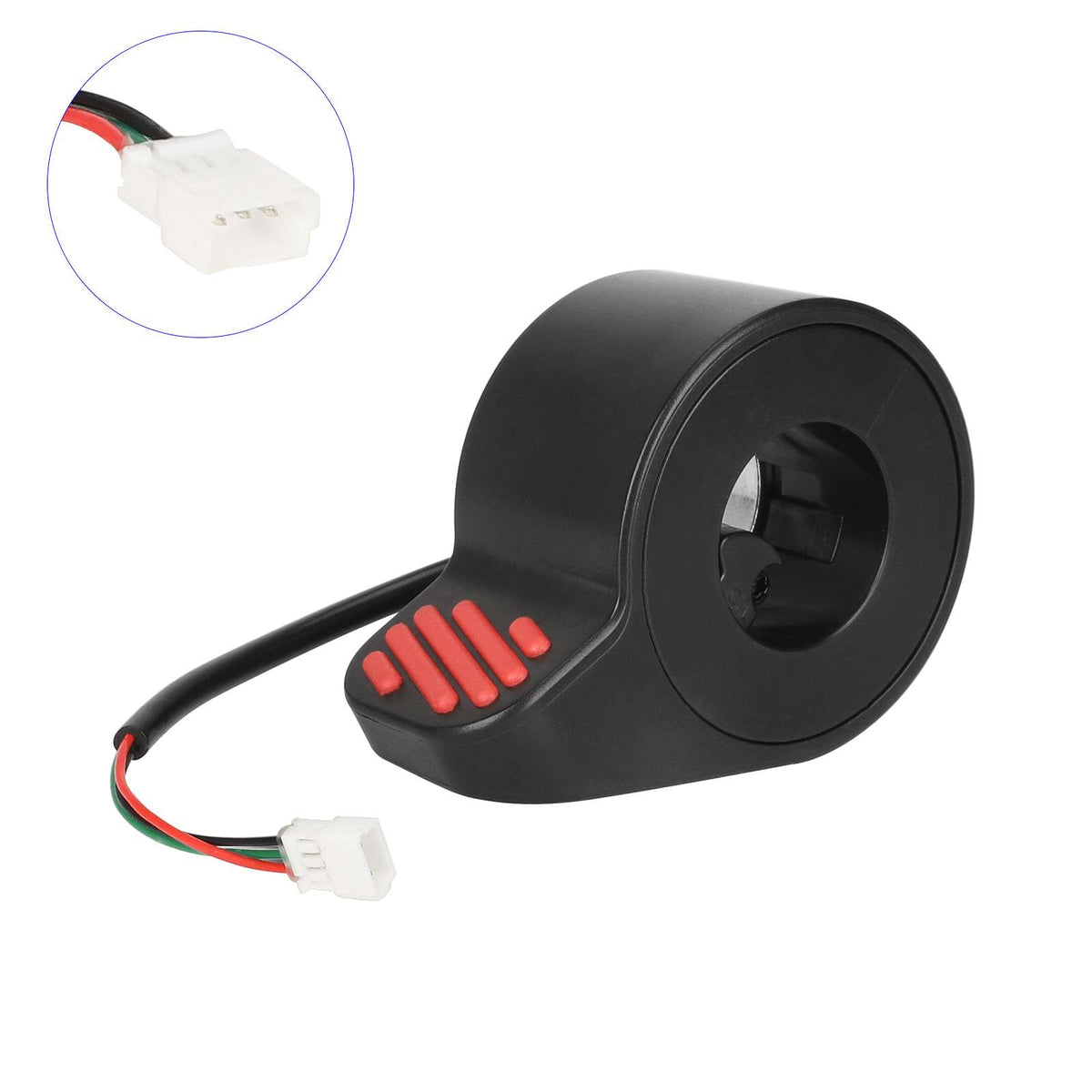 Gâchette d'accélérateur noire avec grip rouge et connecteur pour trottinette électrique