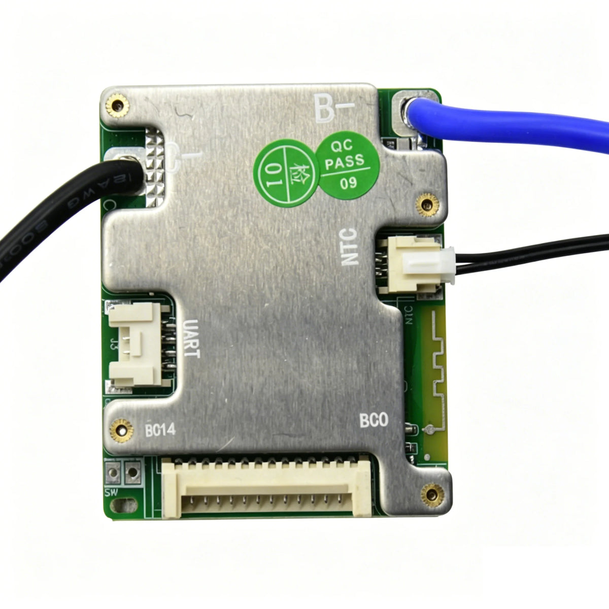 Carte de protection batterie lithium BMS 36V 48V 30A avec capot métallique et câbles de connexion