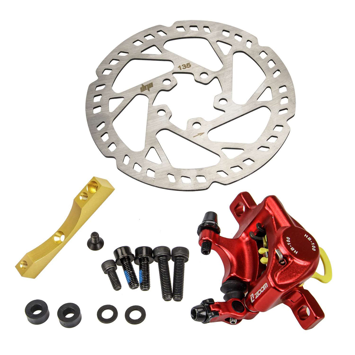 Kit de Frein Hydraulique Xtech HB-100 avec Disque 135 mm Rouge et Or
