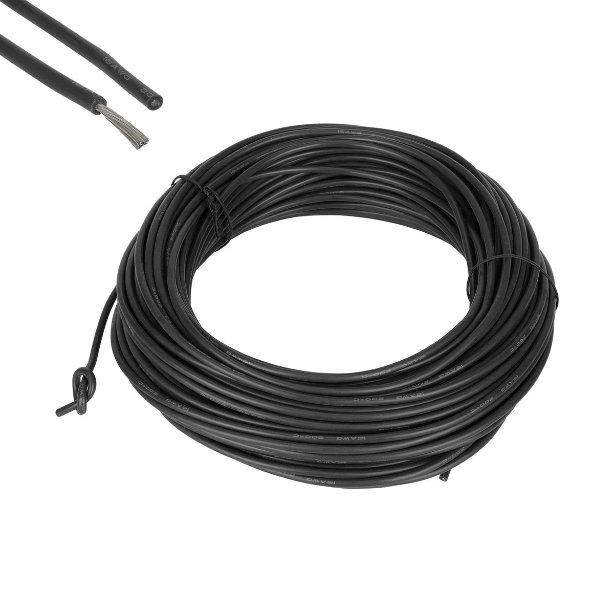 Câble Silicone 16AWG High Temperature (30m) Noir