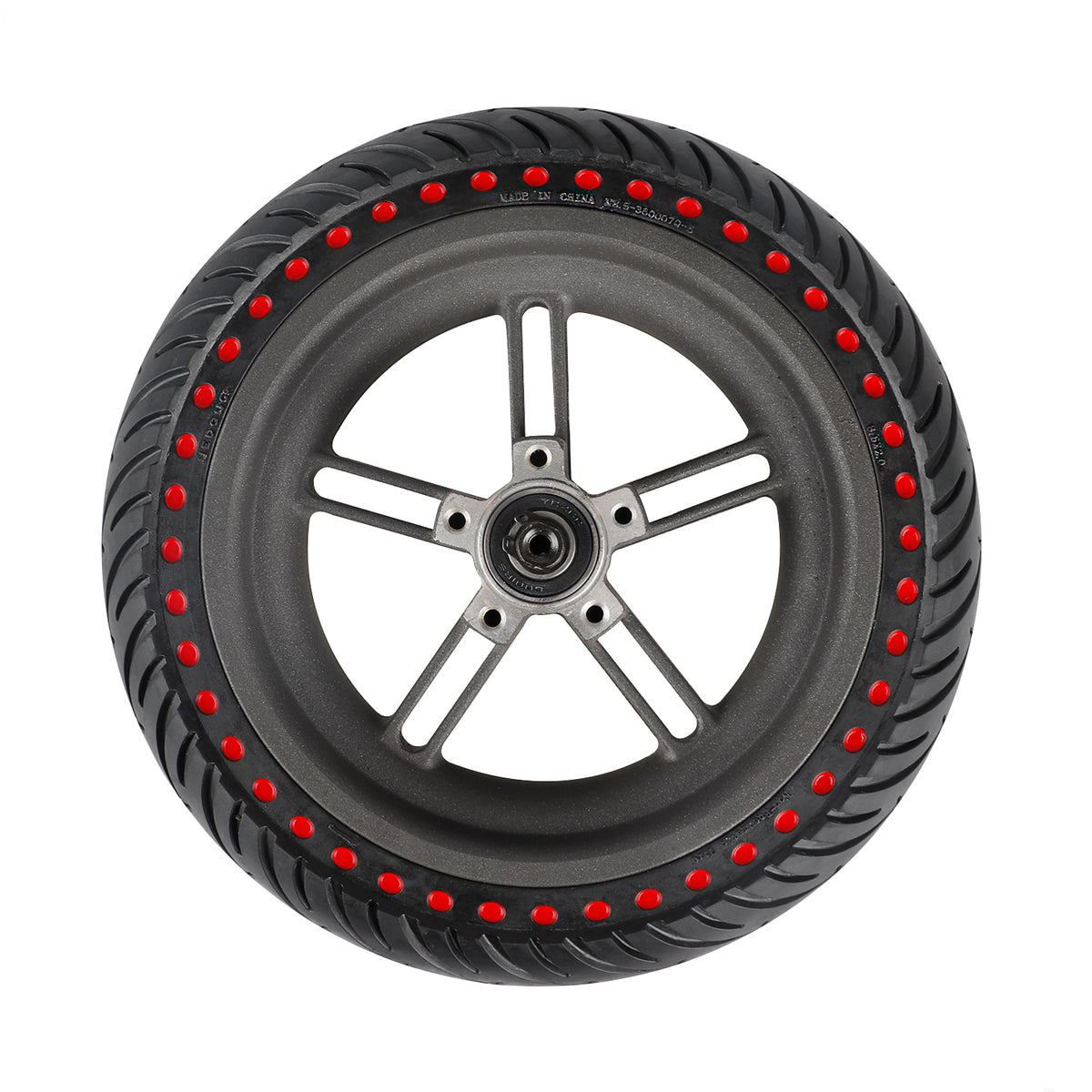 Roue Complète Pneu Plein Alvéolé 8,5 Pouces avec Jante Rouge, vue 4