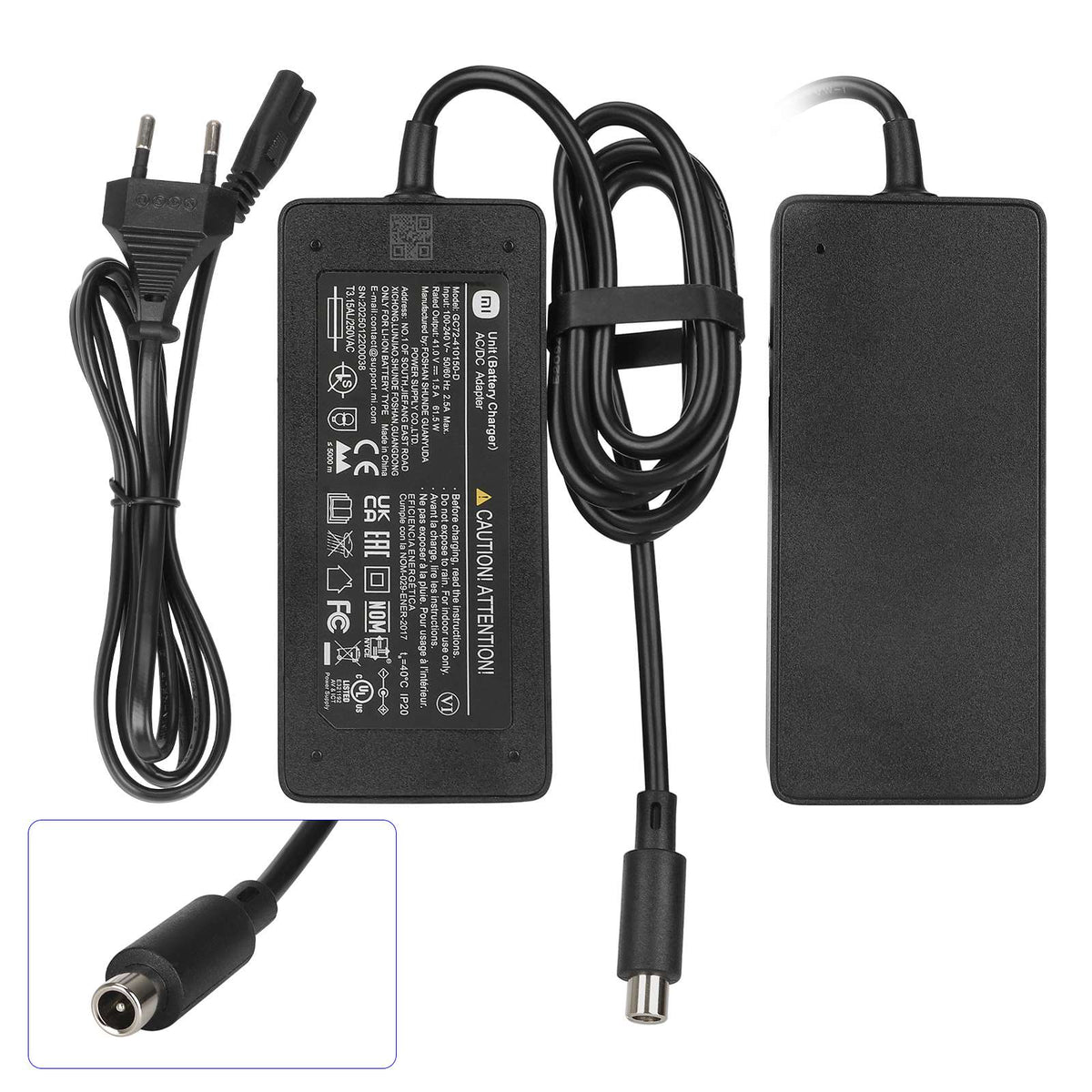 Chargeur d'origine 41V 1,5A noir avec câble secteur UE et embout Mi
