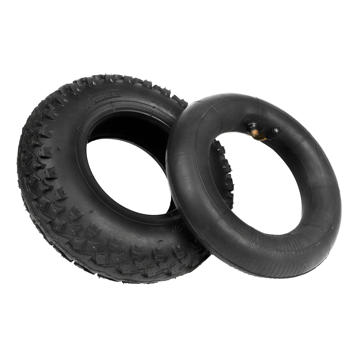 Pneu tout-terrain 8 pouces noir avec sa chambre à air coudée