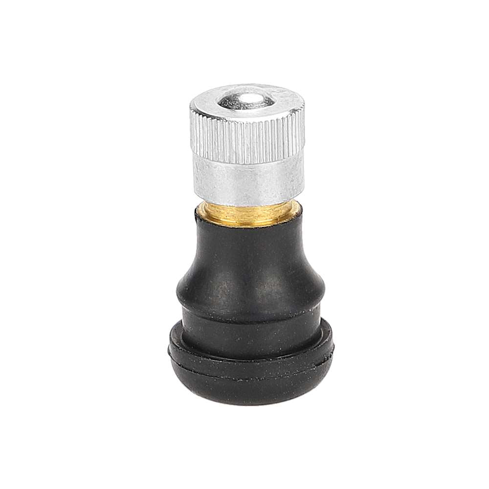 Valve tubeless droite noire et argentée pour roue de trottinette électrique