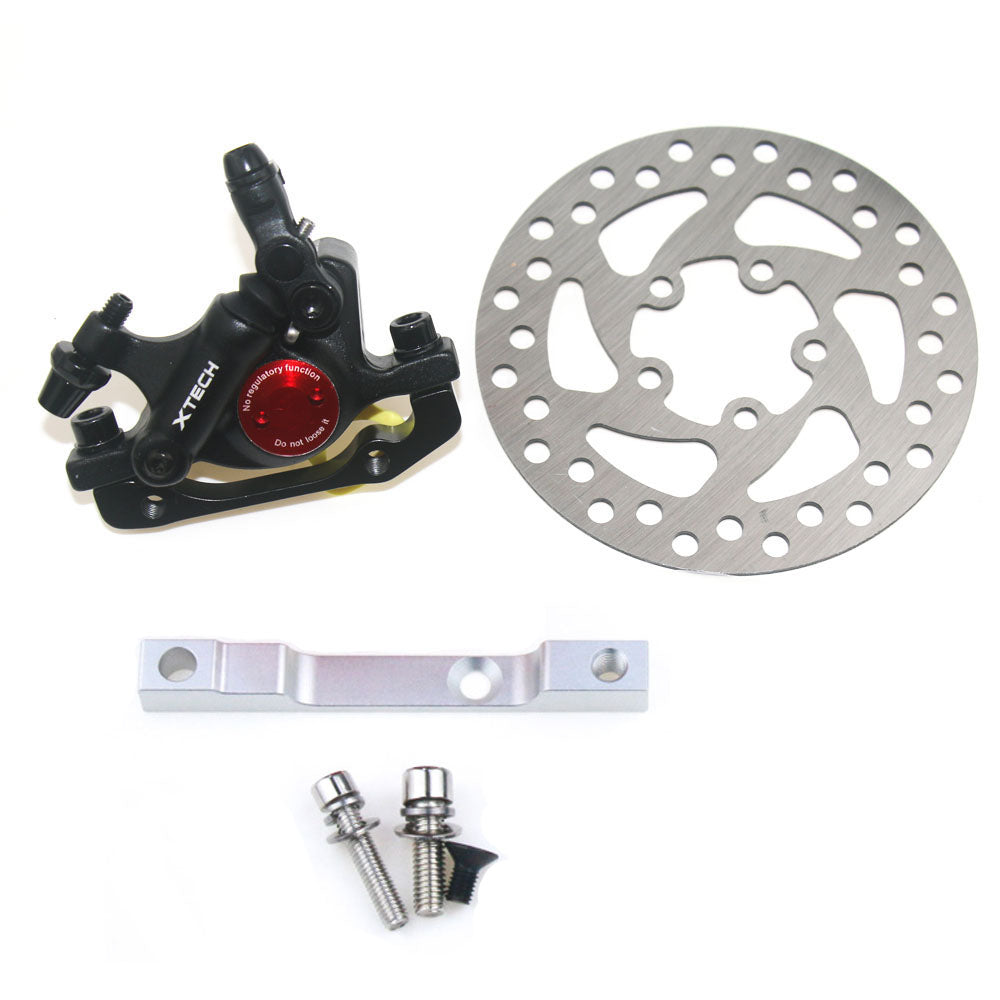 Étrier de frein hydraulique Xtech noir avec disque de frein 120 mm, adaptateur argent et visserie