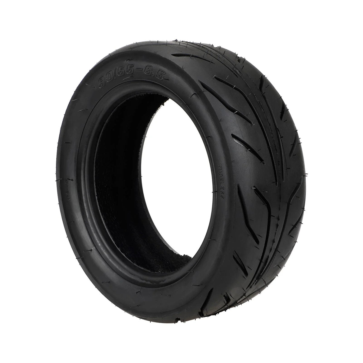 Pneu tubeless 11 pouces 90/55-6,5 noir pour trottinette électrique vu de trois-quarts