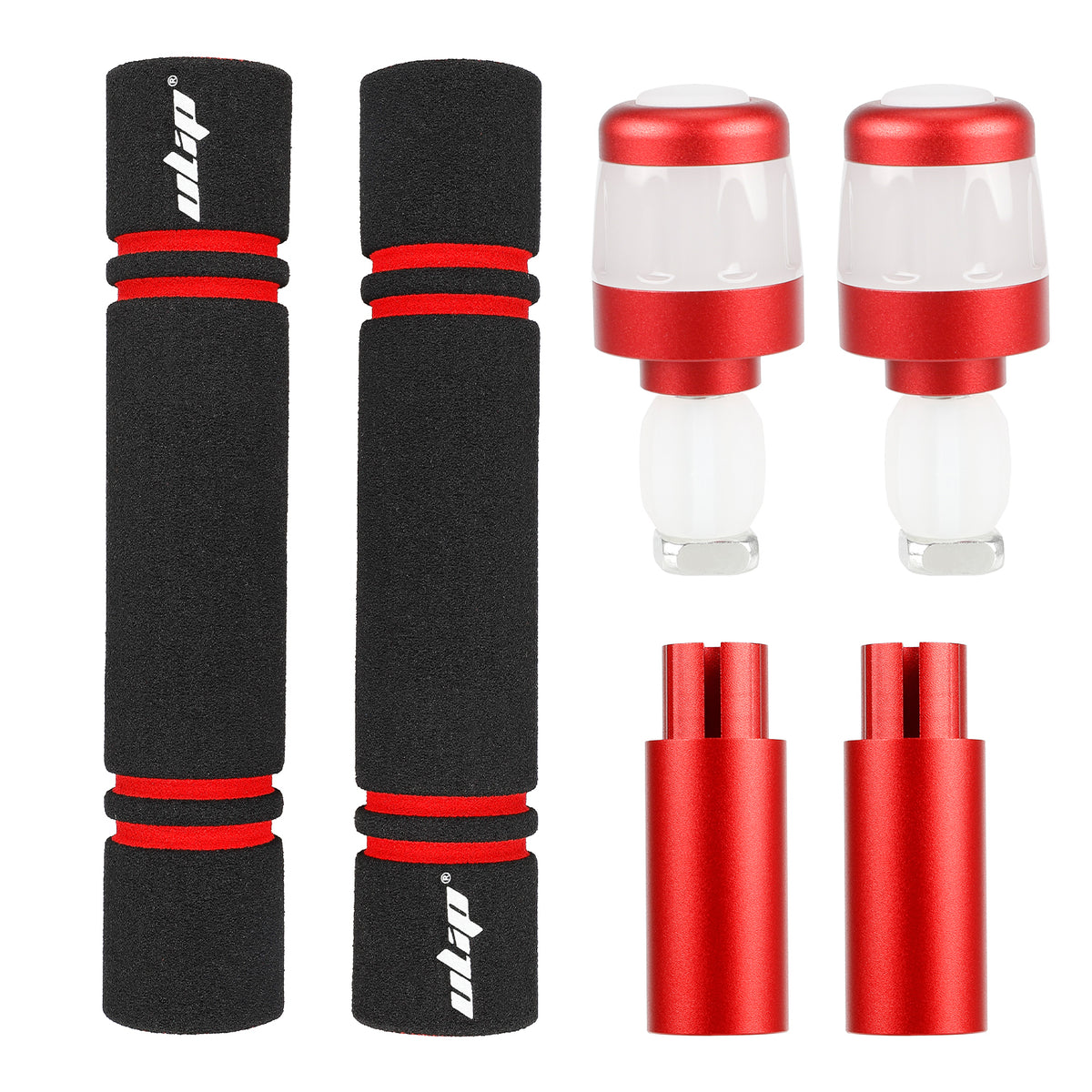 Extension de Guidon avec Poignées et Clignotants USB Rouge, vue 2