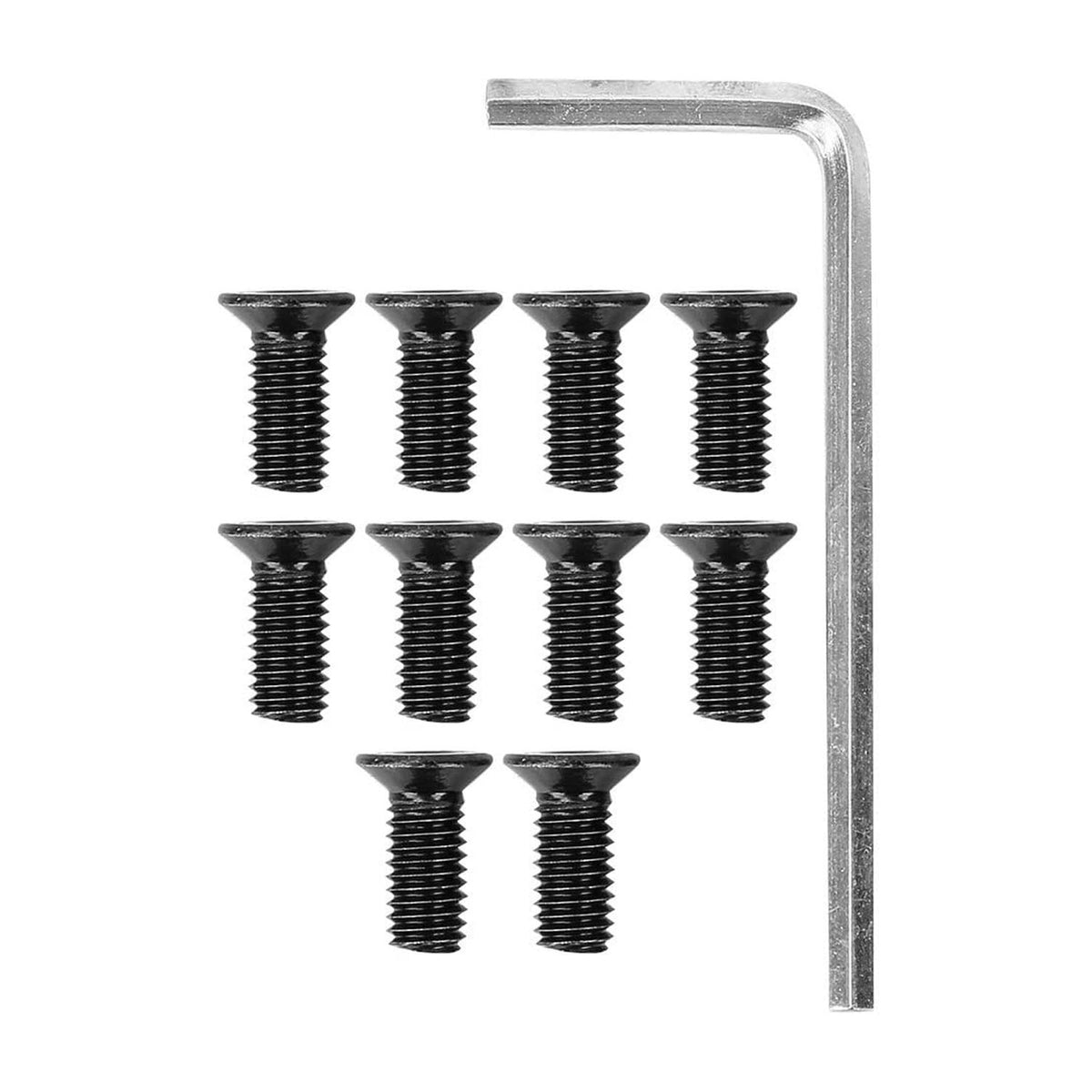 Dix vis noires pour potence de trottinette électrique avec une clé Allen