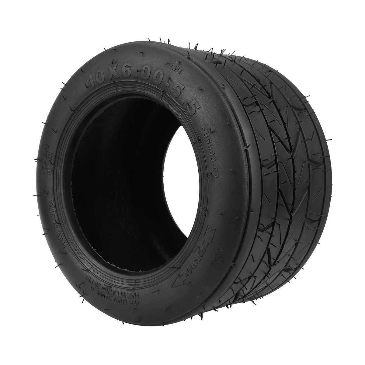 Pneu tubeless route 10 pouces noir pour trottinette électrique vu de trois quarts