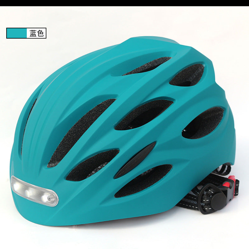 Casque respirant bleu pour trottinette et vélo avec éclairage LED avant