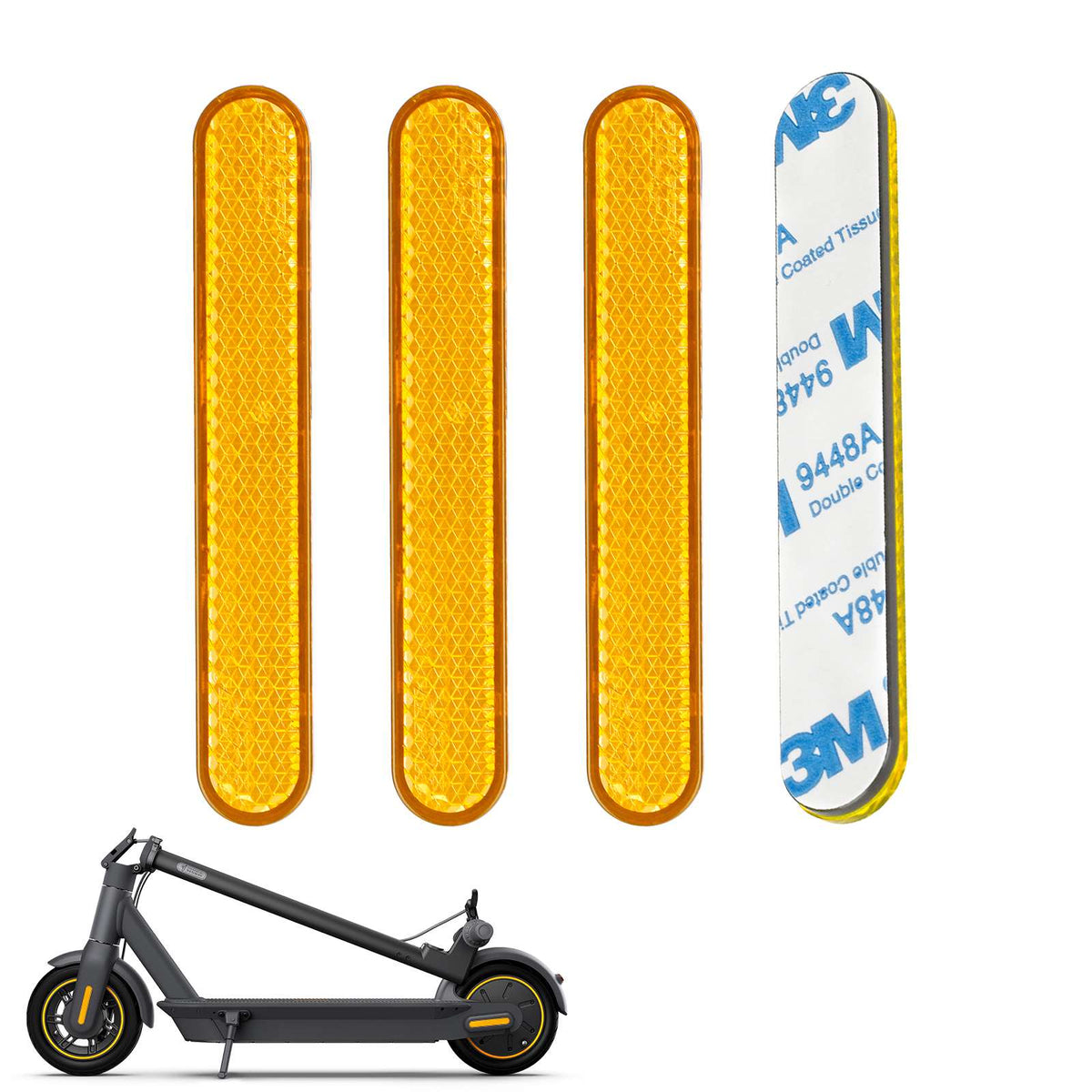 Lot de 4 Bandes Réfléchissantes Autocollantes Jaune
