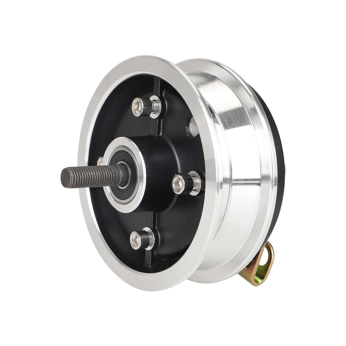 Jante 8 pouces couleur argent et noir avec système de frein à tambour et axe pour trottinette électrique