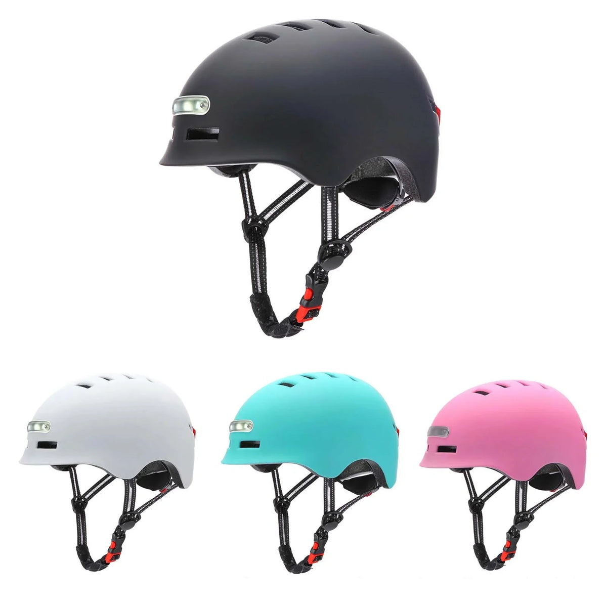 Casque avec Éclairage LED Avant et Arrière Taille M, L, XL Blanc et Noir Noir / L
