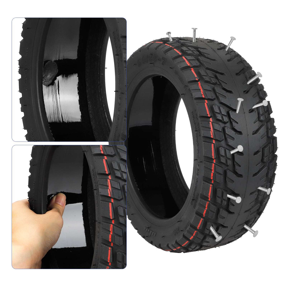 Pneu Tubeless Tout-Terrain 11 Pouces (90/55-7) Auto-Réparant avec Gel Anti-Crevaison, vue 6