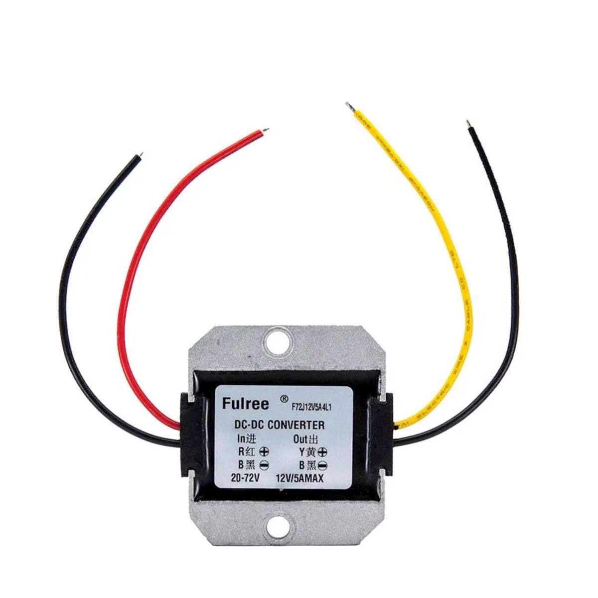 Convertisseur de tension DC-DC 20-72V vers 12V 5A avec boîtier en aluminium et câbles de connexion
