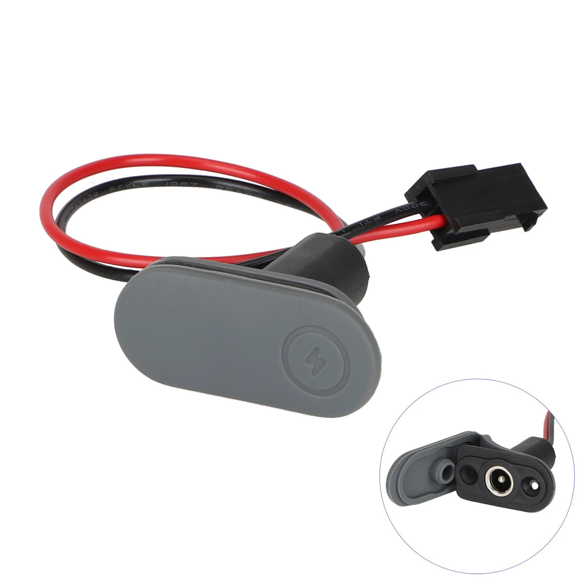 Port de charge d'origine avec cache en silicone gris et son câble de connexion